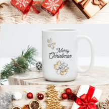 Chic Stylish Gold Botanical Floral Merry Christmas