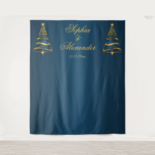 Chic Stylish Gold Christmas Tree Backdrop Wedding Tapestry