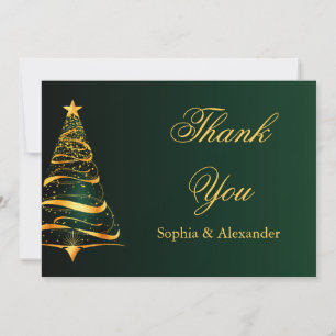 Chic Stylish Gold Christmas Tree Thank You Wedding
