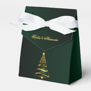 Chic Stylish Gold Christmas Tree Thank You Wedding Favour Box