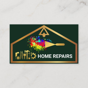 Chic Stylish Gold House Border Handyman Business Card
