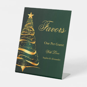 Chic Stylish Golden Christmas Tree favours Wedding Pedestal Sign