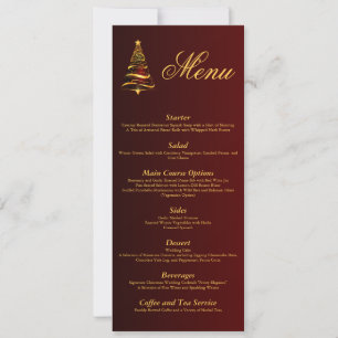 Chic Stylish Golden Christmas Tree Wedding Menu Invitation