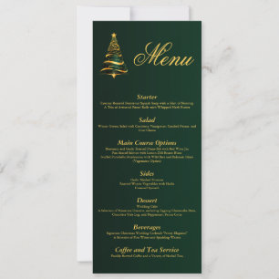 Chic Stylish Golden Christmas Tree Wedding Menu Invitation