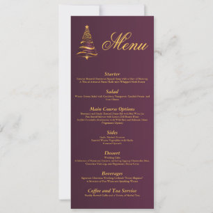 Chic Stylish Golden Christmas Tree Wedding Menu Invitation