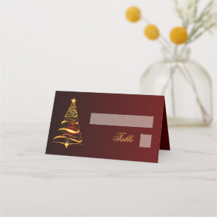 Chic Stylish Golden Christmas Tree Wedding Place Card