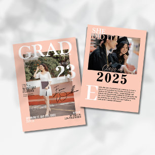 Chic stylish graduation photo magazine  invitation