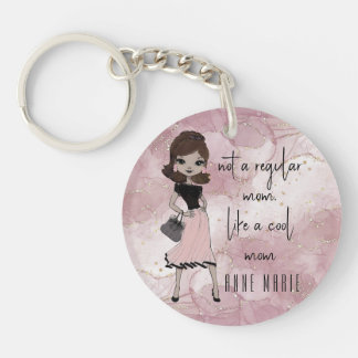 Chic Stylish Lady | Pink Marble Personalised Mum Key Ring