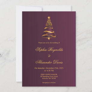 Chic Stylish Minimalistic Christmas tree wedding Invitation