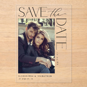 Chic Stylish Mod Photo Save the Date 2 Acrylic Invitations