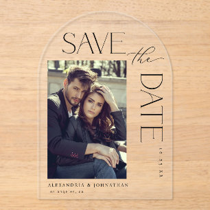 Chic Stylish Mod Photo Save the Date 2 Arc Acrylic Invitations