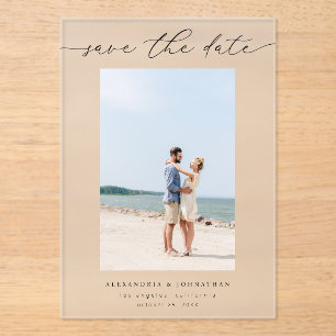 Chic Stylish Mod Photo Save the Date 3 Acrylic Invitations