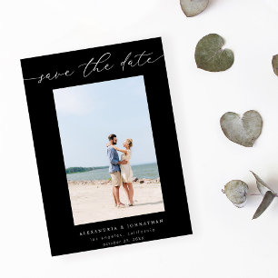 Chic Stylish Mod Photo Save the Date 3 - Black Invitation