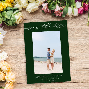 Chic Stylish Mod Photo Save the Date 3 - Green Invitation
