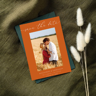 Chic Stylish Mod Photo Save the Date 3 - Orange Invitation