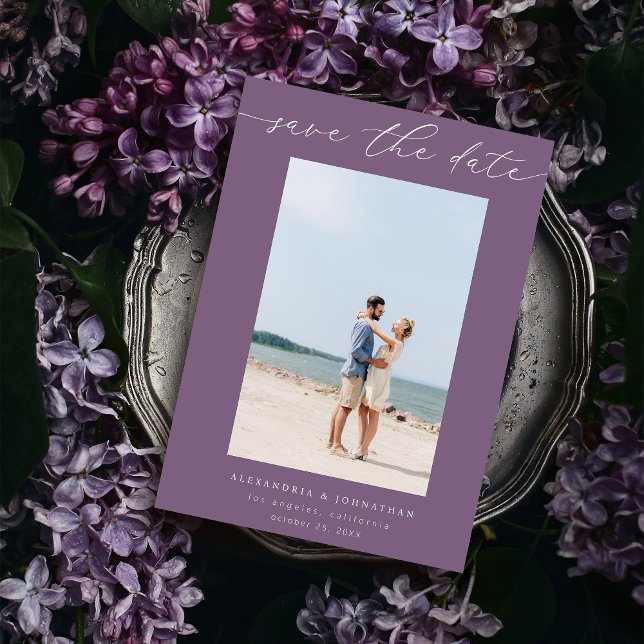 Chic Stylish Mod Photo Save the Date 3 - Purple Invitation (Creator Uploaded)