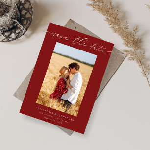 Chic Stylish Mod Photo Save the Date 3 - Red Invitation