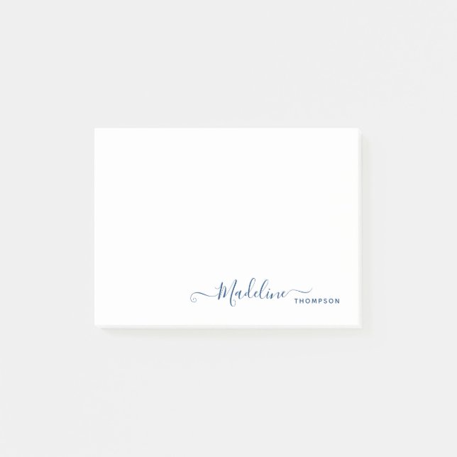 Chic Stylish Modern Girly Script Navy Blue Post-it Notes (Front)