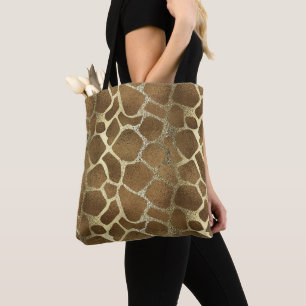 Chic Stylish Modern Gold Giraffe Print Tote Bag