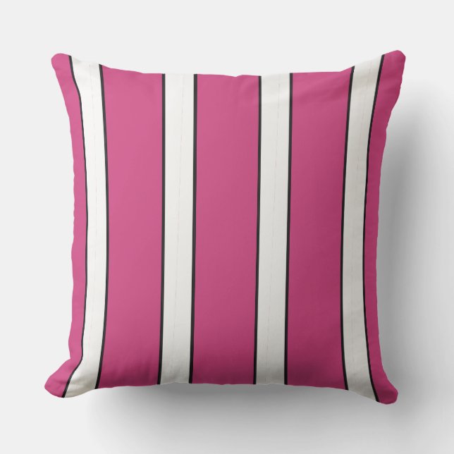 CHIC & STYLISH_MODERN HOT PINK & WHTIE STRIPES CUSHION (Front)