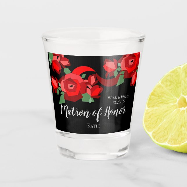 CHIC &  STYLISH_MODERN RED FLORL SHOT GLASS (Front)