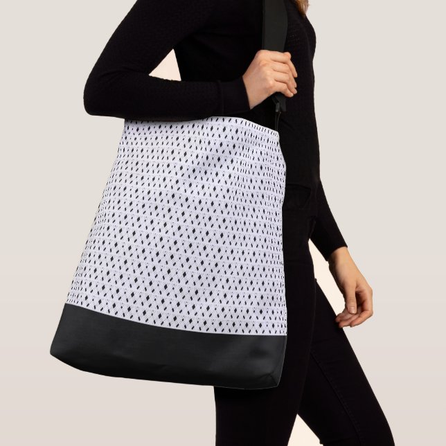 Chic Stylish Modern White  Black Geometric Pattern Crossbody Bag (Close Up)