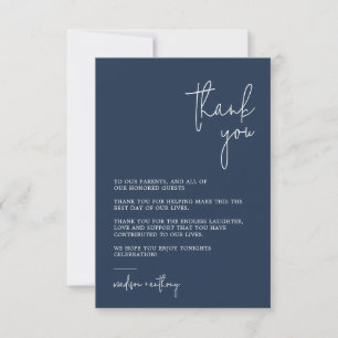 Chic Stylish Navy Blue Modern Photo Wedding  Thank You Card