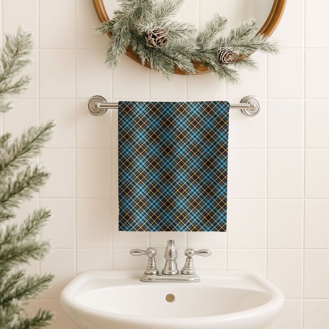 Chic Stylish Plaid Towel Blue Yellow Gift for Him (Stylish Plaid Towel – Blue Yellow Gift for Him)