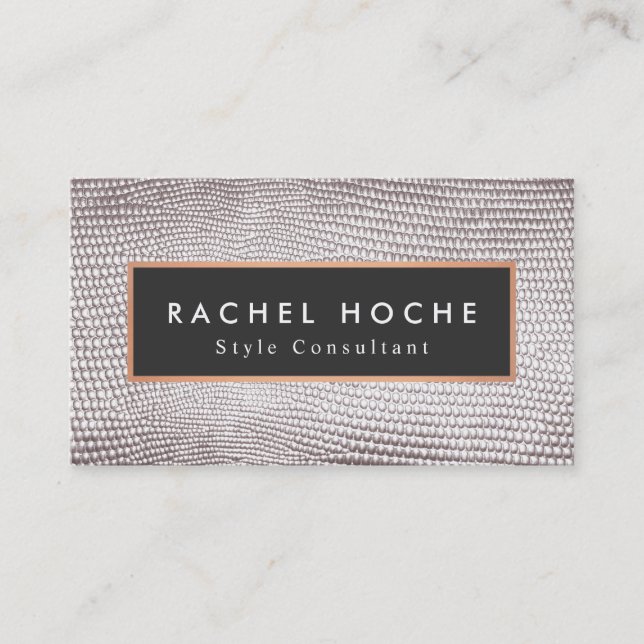 Chic Stylish Silver Snake Skin Style Consultant Business Card (Front)