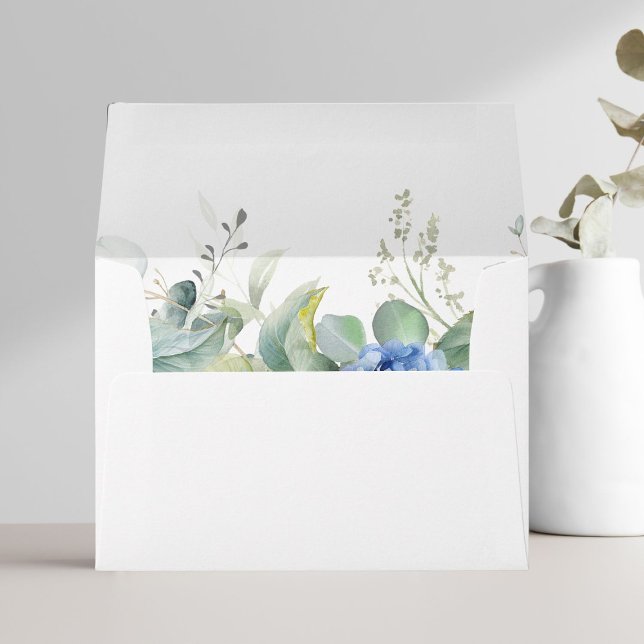 Chic Stylish White | Floral Hydrangea Wedding  Envelope (Creator Uploaded)