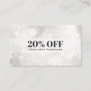 Chic Subtle Glitter White Bokeh  Coupon Card