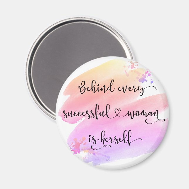 Chic “Successful Woman” Pink Watercolor Typography Magnet (Front/Back)