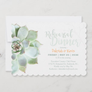 Chic Succulent Wedding Rehearsal Dinner Invitation