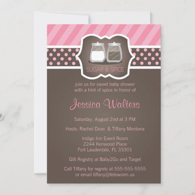 Chic Sugar and Spice Baby Shower Invitations (Front)