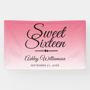 Chic Summer Pink Ombre Sweet 16 16th Birthday Banner