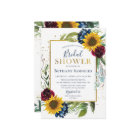Chic Sunflower Floral Gold Glitter Bridal Shower