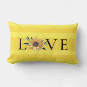 Chic Sunflower Golden Yellow Love Lumbar Cushion
