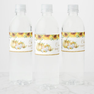 Chic Sunflower Pumpkin Elephant Baby Shower Favour Water Bottle Label