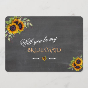 Chic Sunflowers chalk Will You Be My Bridesmaid Invitation