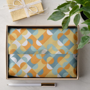 Chic Sunny Orange Teal Blue Circles Art Pattern Tissue Paper