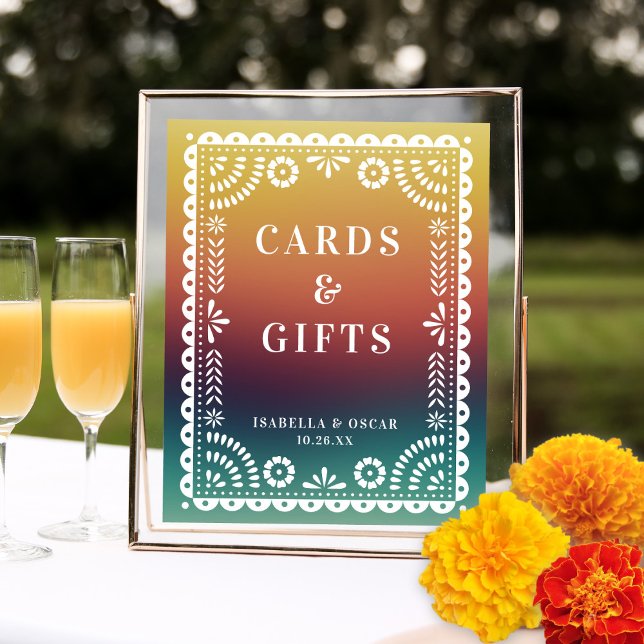 Chic Sunset Papel Picado Wedding Reception Sign (Creator Uploaded)