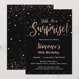 Chic Surprise ANY AGE Birthday Party Rose Gold  Invitation