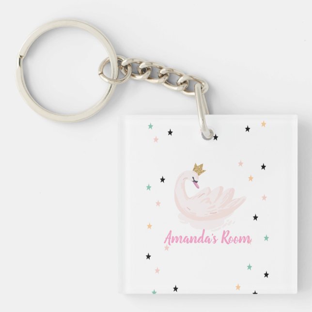 Chic Swan, Stars, Princess   Key Ring (Front)