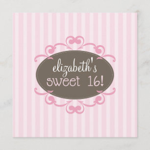 Chic Sweet 16 Birthday Party Invitation (pink)