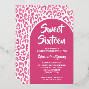 Chic Sweet 16 Leopard Print Birthday Silver