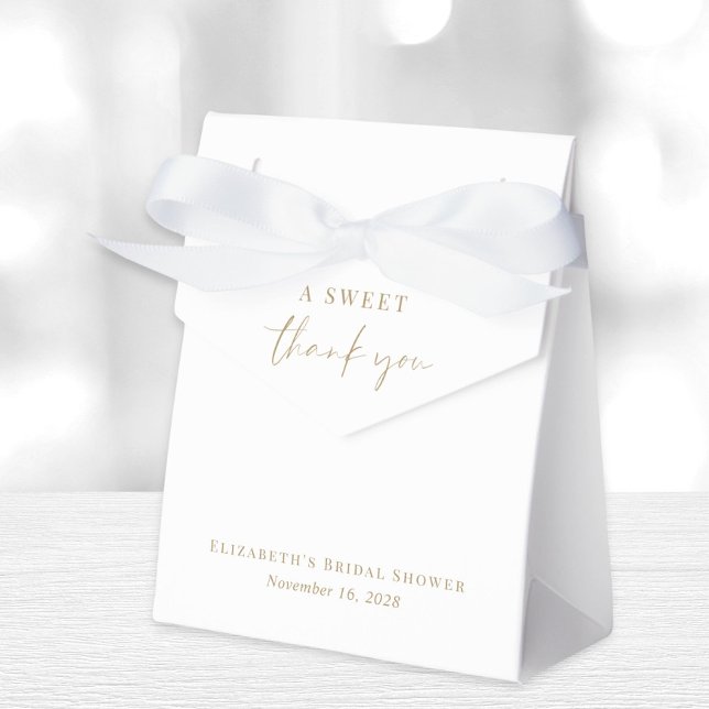 Chic Sweet Thank You White Gold Bridal Shower Favour Box (Creator Uploaded)