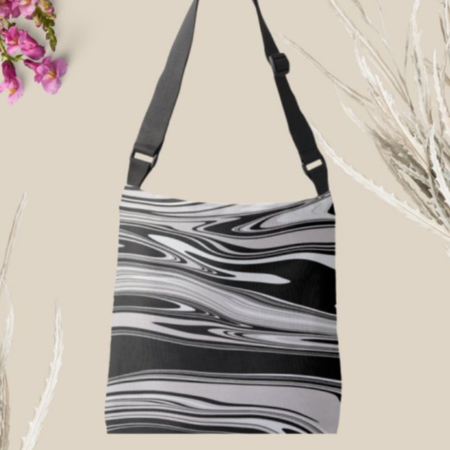 Chic Swirl Pattern Taupe Black Crossbody Bag (Creator Uploaded)