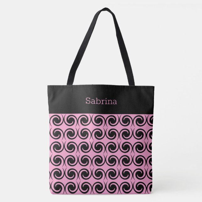 Chic Swirls Monogrammed Tote Bag (Front)