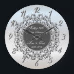 Chic Swirls Silver 50 Wedding Anniversary Large Clock<br><div class="desc">Elegant silver swirls wedding anniversary clock.</div>