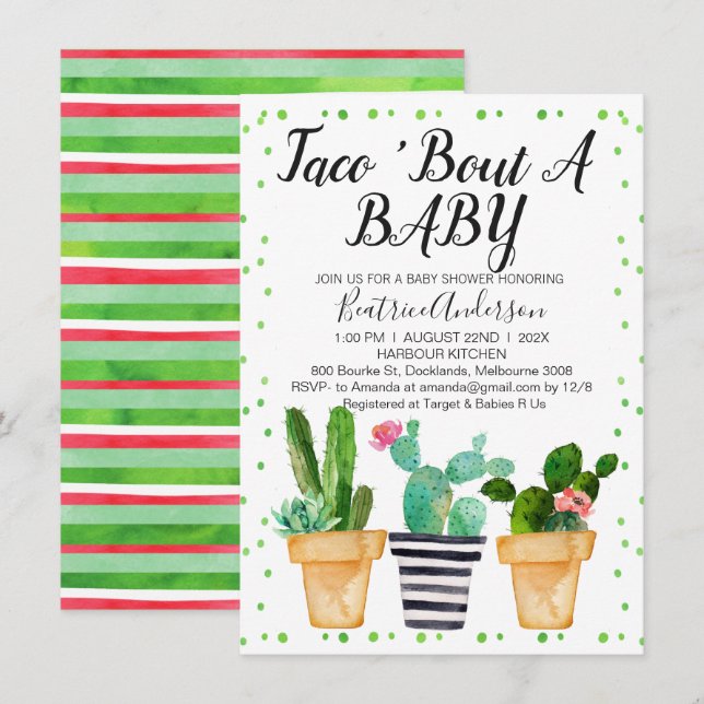 Chic Taco Bout A Baby Baby Shower Invitation (Front/Back)